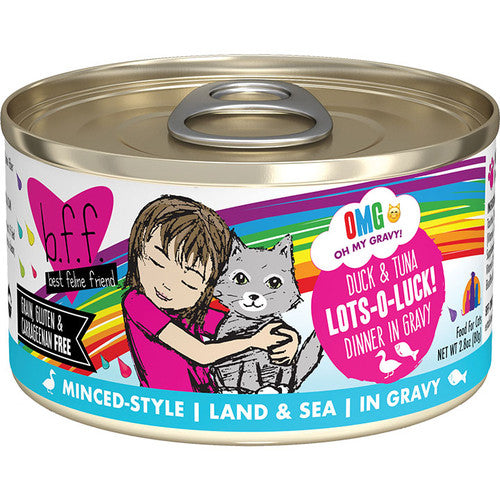 Weruva BFF OMG Lots O Luck Duck & Tuna in Gravy Wet Cat Food, 2.8 oz Can
