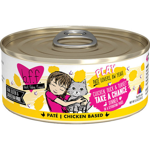 Weruva BFF PLAY Pate Take a Chance Cat Food, Chicken Duck & Turkey, 5.5 oz Can