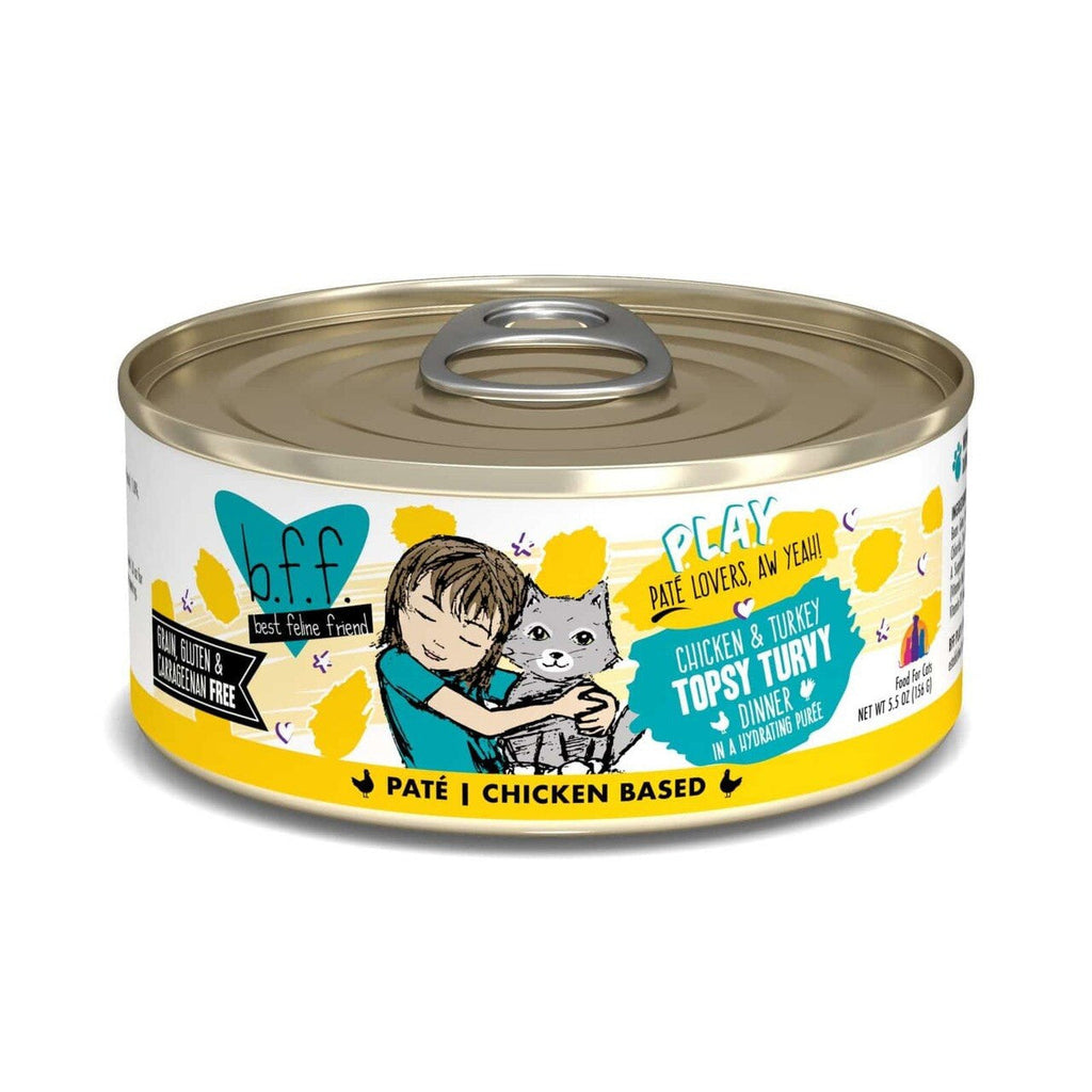 Weruva BFF Play Topsy Turvy Chicken & Turkey Pate Wet Cat Food, 5.5 oz Can