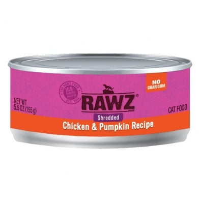 Rawz Shredded Chicken & Pumpkin Canned Cat Food, 5 or 5.5 oz, Wet Food