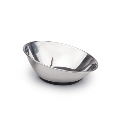 OurPets Tilt-A-Bowl Small - 2.5 Cup Stainless Steel Dog/Cat Bowl - Easy Feeding, Non-Slip Rubber Base