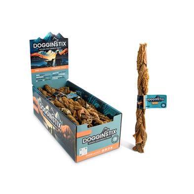 Dogginstix Braided Beef Tripe Dog Treat - 12 Inch, All Natural Chew