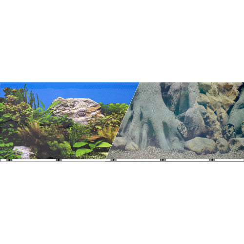 Blue Ribbon Aquarium Background - Double Sided Rock/Tree, Freshwater 19in x 50ft