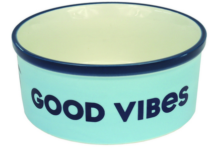 Life Is Good Ceramic Pet Bowl - Large Dog/Cat Food & Water Dish