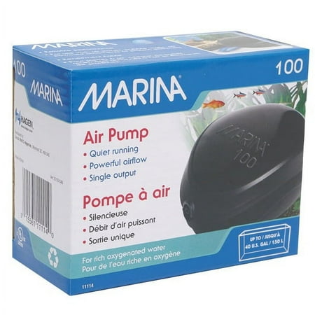 Marina 100 Air Pump - Aquarium Air Pump for up to 40 Gallon Tanks, Quiet Operation