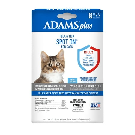 Adams Plus Flea & Tick Spot On for Cats Over 2.5 lbs but ...