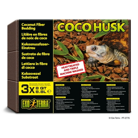 Exo Terra Coco Husk Compresed Tropical Terrarium Reptile Substrate - 8 qt 3pk