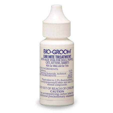 Bio-Groom Ear Mite Treatment for Dogs, Cats & Small Animals - 1 oz with Aloe Vera