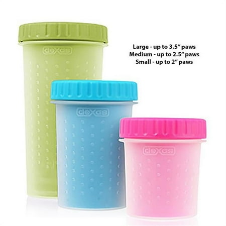 Dexas MudBuster Portable Dog Paw Cleaner - Medium - (Pink or Blue) - Gentle Silicone Bristles