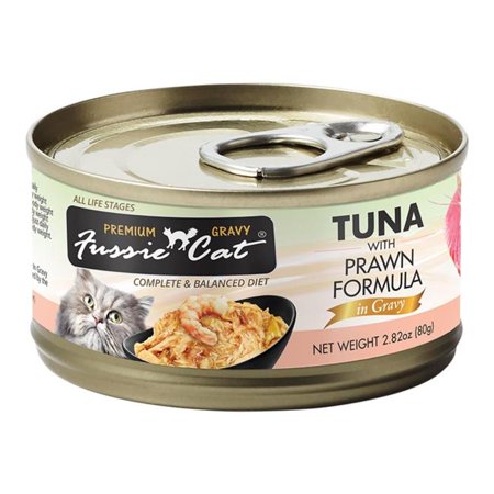 Fussie Cat 2.82 oz Premium Tuna with Prawn Formula in Gravy