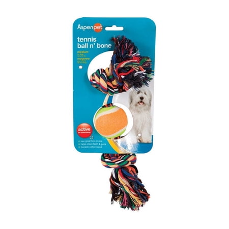 Aspen Pet Multicolored Cotton Rope Bone and Ball Dog Toy ...