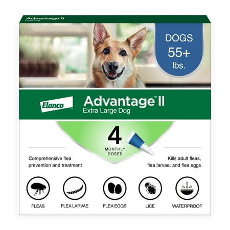 Advantage II XL Dog Flea Treatment, 55+ lbs, 4-Month Supply