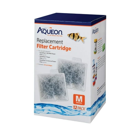 Aqueon QuietFlow 10 Filter Cartridges, Medium, 12-Pack, Replacement Filters