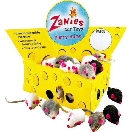 Zanies Fur Mice Cheese Wedge Cat Toy Display  60 Pieces