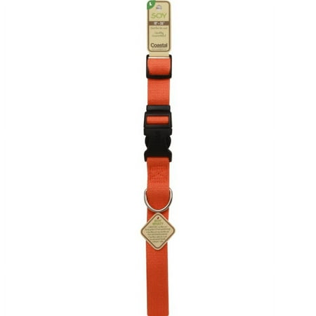 Coastal Pet New Earth Soy Adjustable Dog Collar, Pumpkin, 1" x 18-26"