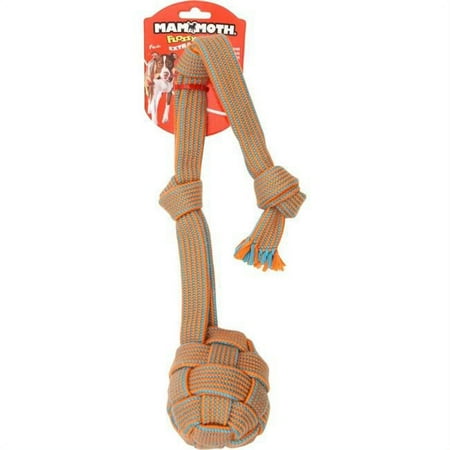 Mammoth Extra Flossy Webbing Ball with Fling Handle Dog Toy - Large 24 inch, Orange/Blue