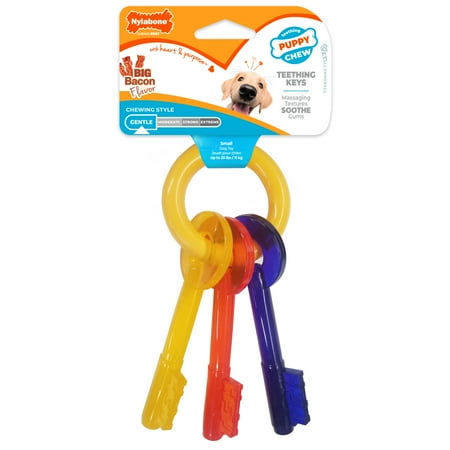 Nylabone Puppy Teething Keys Dog Chew Toy - Bacon Flavor - Small Breed Teether