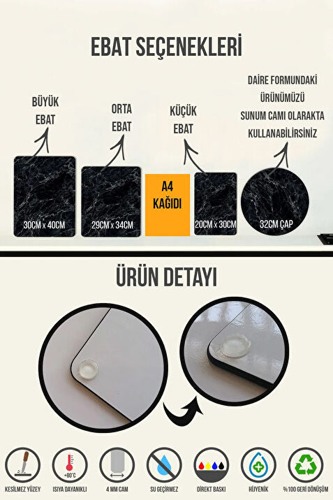 Cam Kesme Tahtası - Otantik Dekor Cam Kesme Tablası - Çap32cm