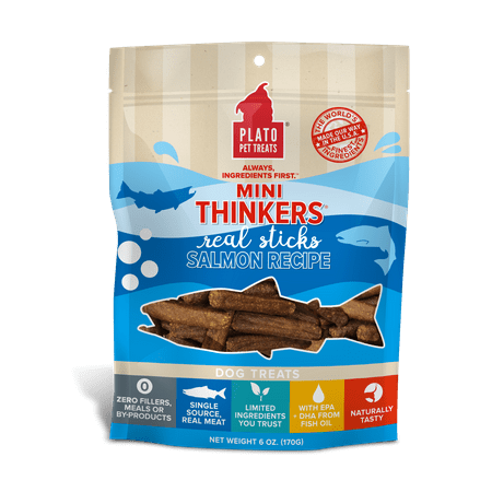 Plato Mini Thinkers Salmon Recipe Dog Treats, 6 oz Natural Chews