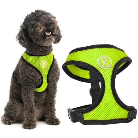 Gooby Soft Mesh Dog Harness - Small Dog Harness with Breathable Mesh - Lime - Medium