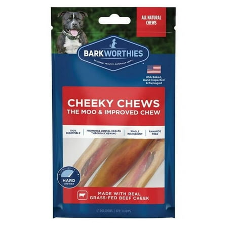 Barkworthies Cheeky Chew Dog Treat - 6 inch, Beef Cheeks (Single or 50 Count)