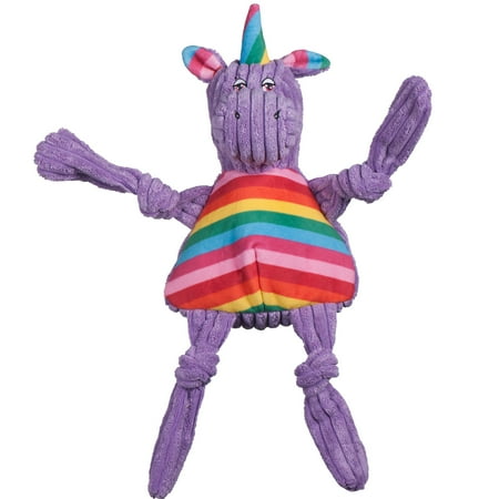 Hugglehounds Rainbow Unicorn Knottie Plush Dog Toy - Large Durable Squeaky Toy