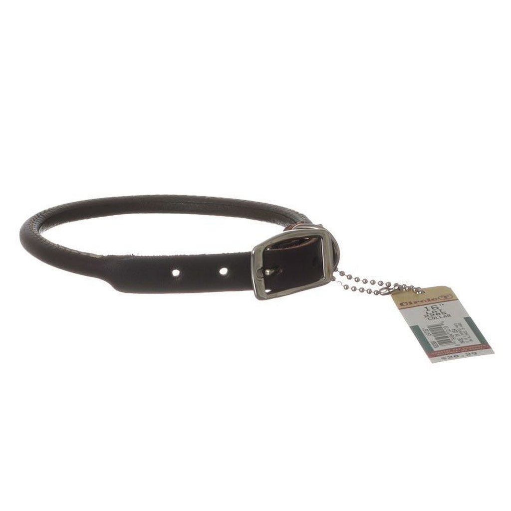 Coastal Circle T Latigo Leather Round Dog Collar 5/8" x 16"