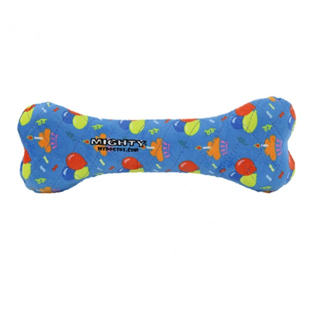 Mighty Bone Celebration Durable Squeaky Dog Toy Bone - No Stuffing Regular Size