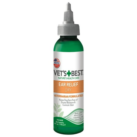 Vet's Best Ear Relief Dry for Dogs - 4 oz Bottle - Soothes Irritated Ears & Keeps Canals Dry