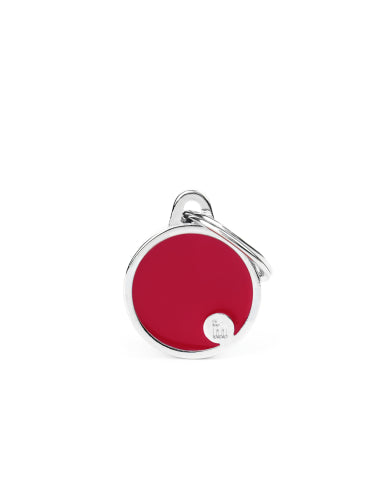 MyFamily Basic Handmade Pet ID Tag, Small Circle, Red