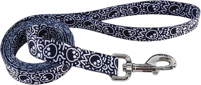 Coastal Pet Styles Dog Leash - Black Skulls - 3/4 in x 6 ft