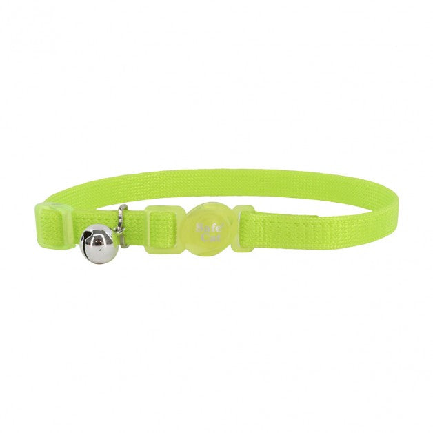 Coastal Safe Cat Breakaway Collar - Lime Green - 3/8 in x 8-12 in