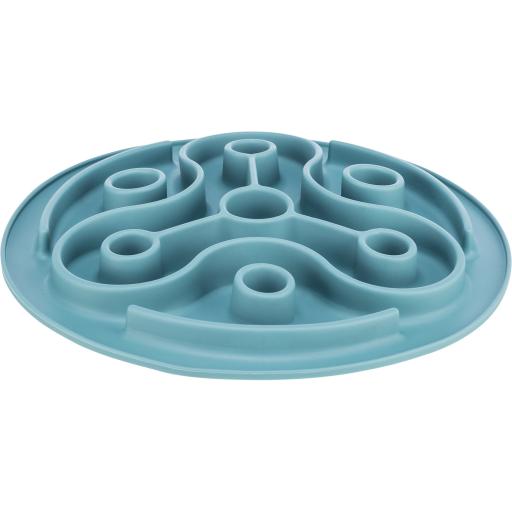 Trixie Slow Feeder Mat - Dog & Cat Food Bowl - Prevents Gulping - 11 inch - Blue
