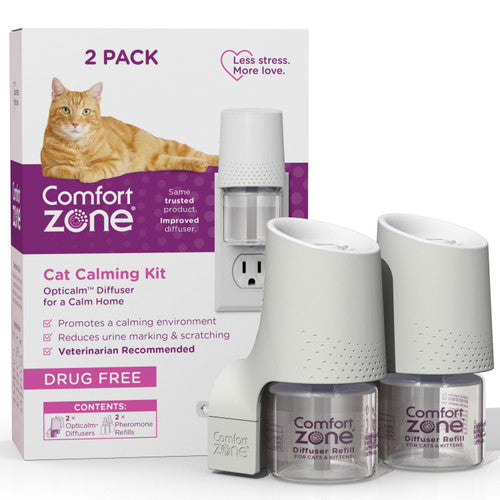Comfort Zone Cat Calming Diffuser Kit, 2 Diffusers & 2 Refills, Pheromone Diffusers for Anxiety Relief