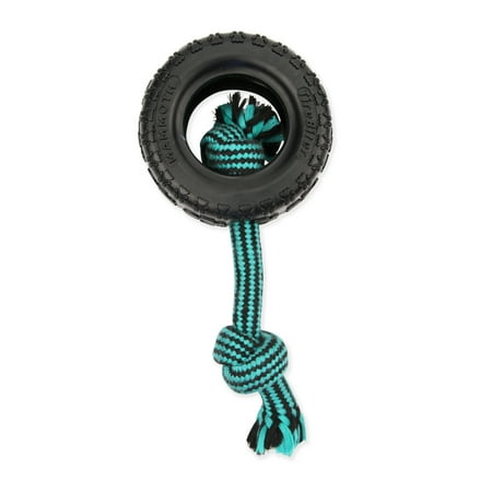 Mammoth TireBiter II with Rope Dog Toy - Small, Durable Rubber Chew Toy for Dogs, 3.75"