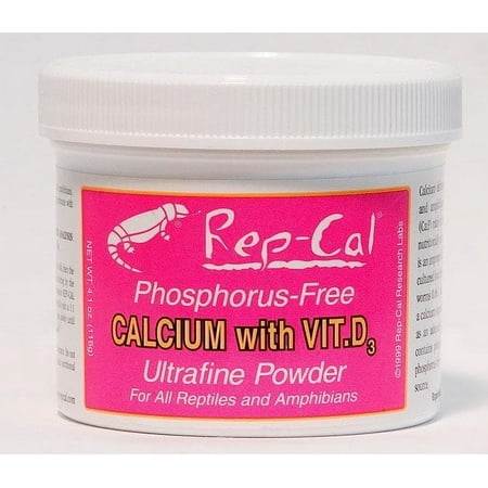 Rep-Cal Ultrafine Calcium Powder with Vitamin D3 for Reptiles & Amphibians - 3.3 oz