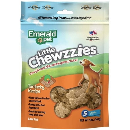 Emerald Pet Little Chewzzies Dog Treats - Turducky Recipe, 5 oz - Soft, Wheat-Free Training Treats