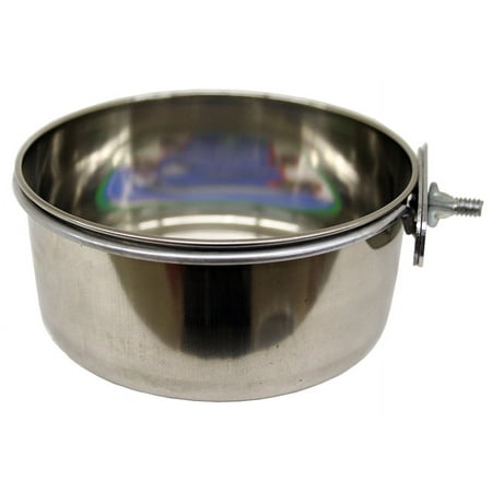 Indipets Stainless Steel Coop Cup - Clamp/Bolt Holder - Pet Food/Water Bowl - 20 oz