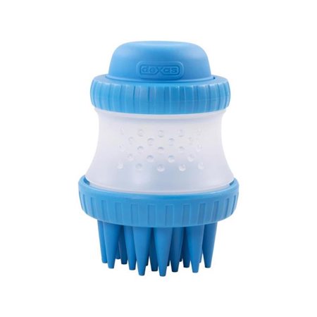 Dexas ScrubBuster Silicone Dog Washing Brush with Shampoo Reservoir - Blue