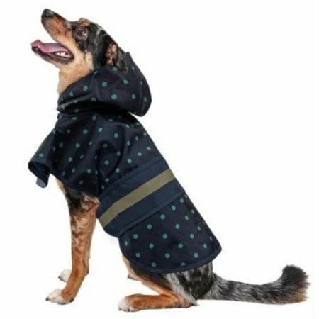 Fashion Pet Polka Dot Dog Raincoat - Navy (Large)