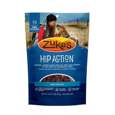 Zuke's Hip Action Beef Dog Treats - Joint Support, 16 oz (1 lb) Resealable Pouch