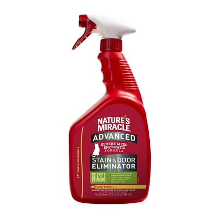 Nature's Miracle Advanced Cat Stain and Odor Eliminator Spray, Sunny Lemon Scent, 32 fl oz