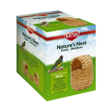 Kaytee Nature's Nest Bamboo Finch Nest - Natural Bird Nesting Box for Finches & Small Birds