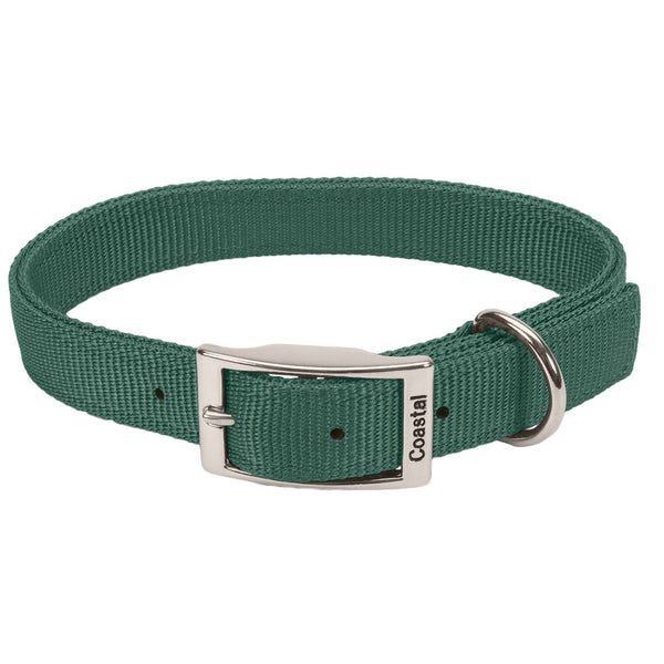 Coastal Double Ply Nylon Dog Collar - Hunter Green - 1" x 24"