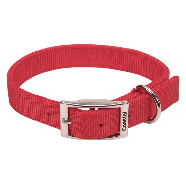 Coastal Double-Ply Nylon Dog Collar - Red - 18" x 1"