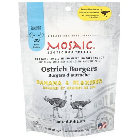 Mosaic Exotic Dog Treats Ostrich Burgers