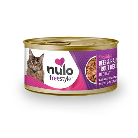 Nulo Freestyle Shredded Beef & Rainbow Trout in Gravy Grain-Free Canned Cat & Kitten Food, 3 oz