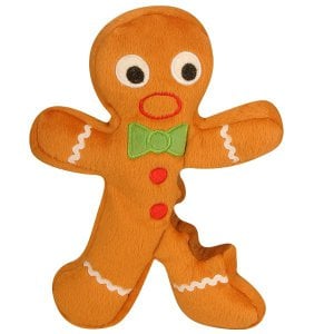 GoDog Holiday Gingerbread Man Large Toy with Chew Guard
