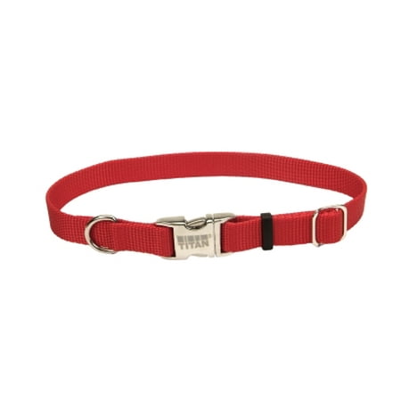 Adjustable Nlyon 1" Dog Collar W/Titan Metal Buckle-Red, ...