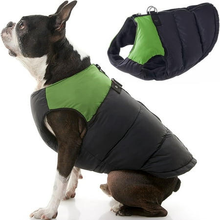 Gooby Dog Padded Vest Jacket - Cold Weather Coat for Small Dogs - Fleece Lined with Leash Ring